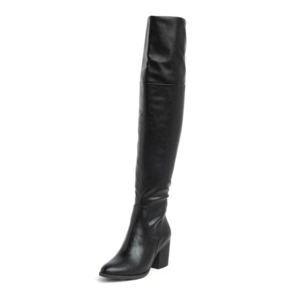 BP Women's Luke Over The Knee Boot‎ Black Faux Leather Size 7.5M